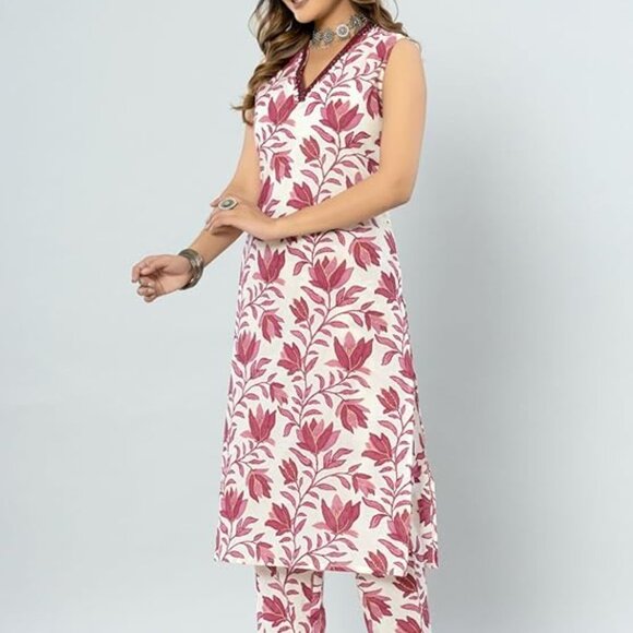 Women's Cotton Printed Straight Kurta With Pant Set - Picture 10 of 10
